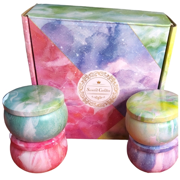 4 Pc. Decorative Scented Gift Box Ready Candle Set With Decorative Holders NWT - Picture 5 of 8